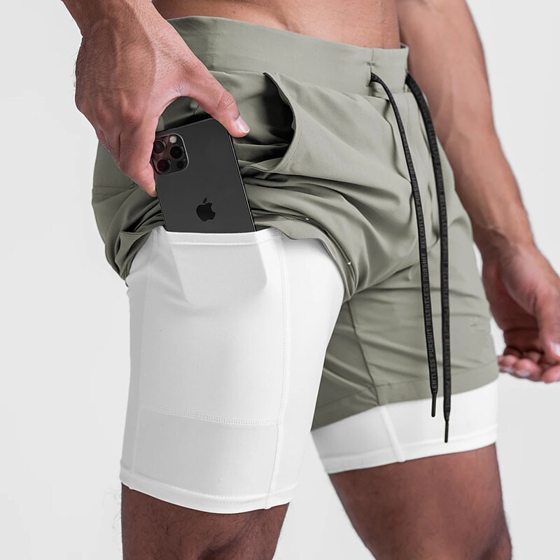 Men's Sports Shorts Outdoor Running Cycling Breathable Double-layer Shorts