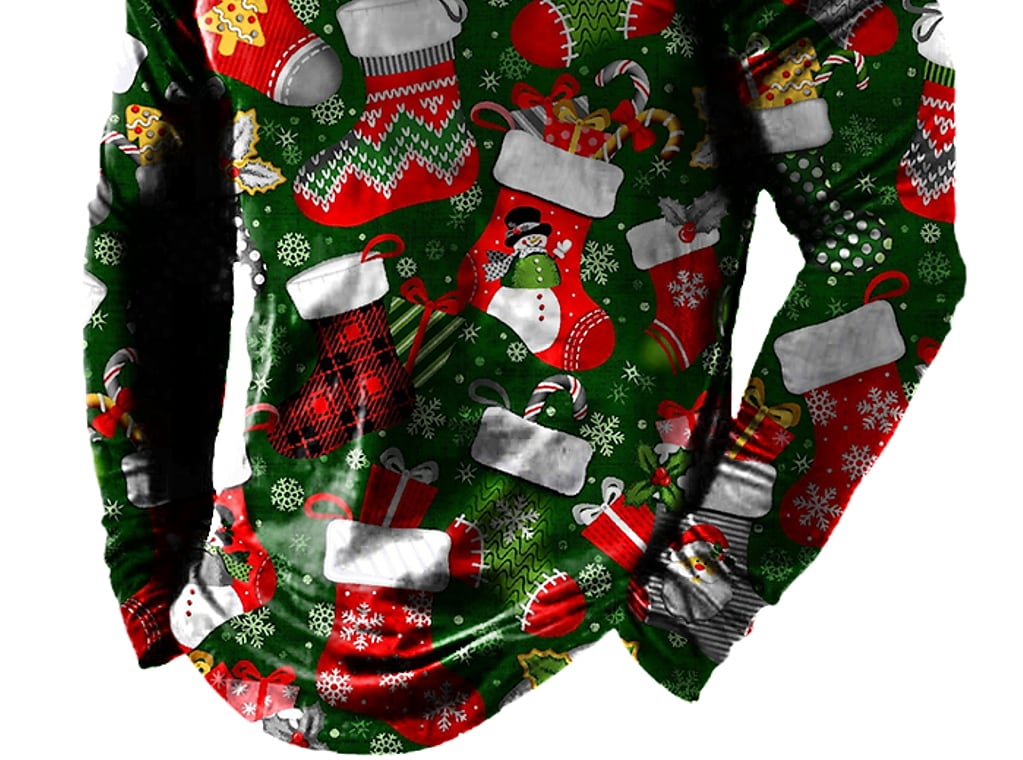Men's Casual Christmas Print Turndown Long Sleeve Zipper Sweatshirt