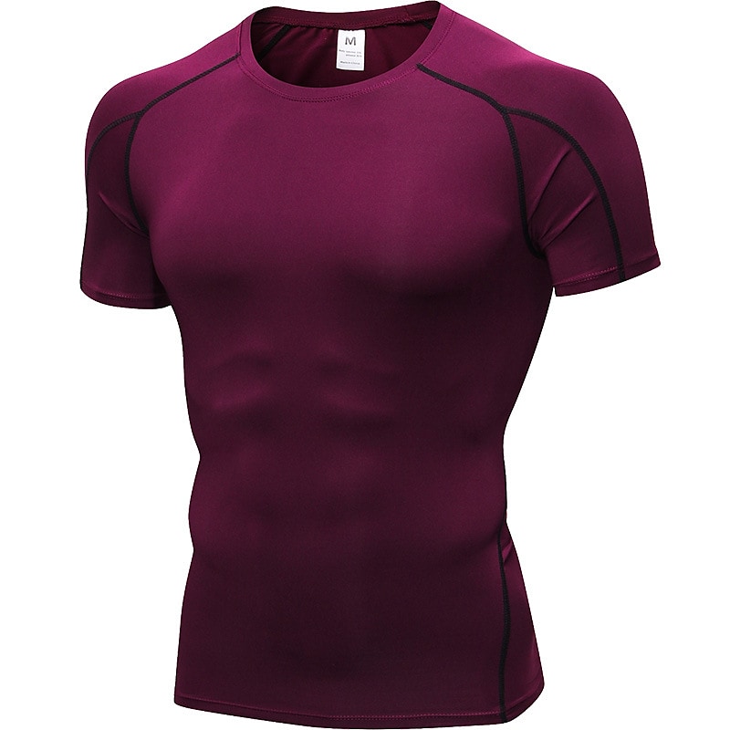 Men's Compression Running Short Sleeve T-shirt Breathable Quick Dry Lightweight Fitness Gym Workout Sportswear