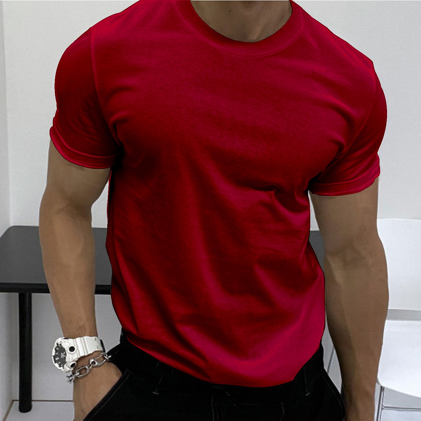 Men's Workout Running Short Sleeve Tee Athletic Athleisure Breathable Soft Fitness Gym  Sportswear