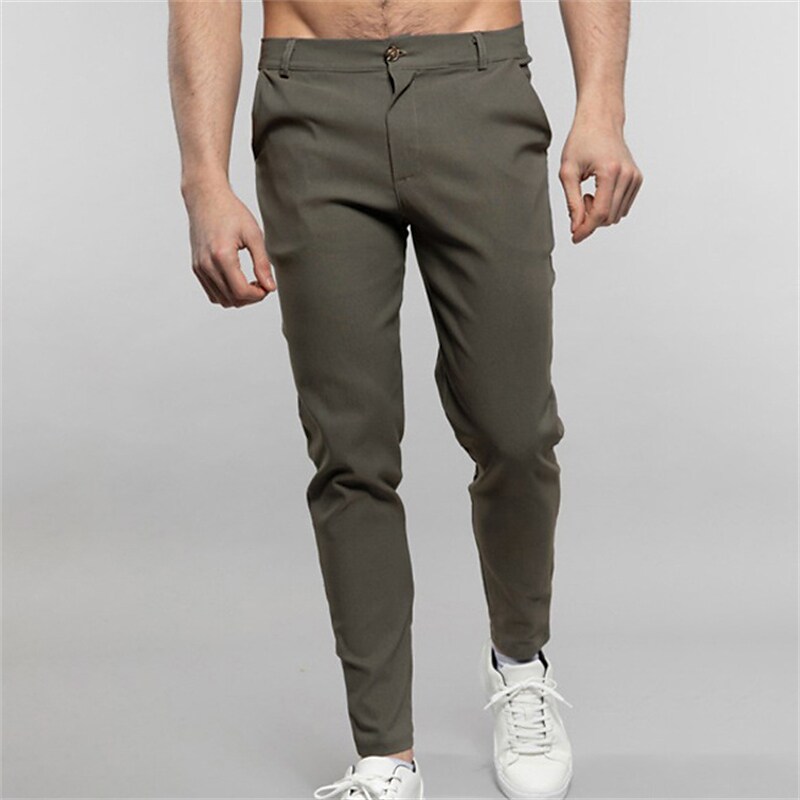 Men's Trousers Chinos Jogger Pants Pocket Straight Leg Plain Comfort Breathable Casual Streetwear 
