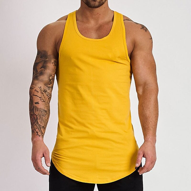Men's Tank Top Undershirt Sleeveless Shirt Plain U Neck Sport Indoor Sleeveless Clothing Apparel Casual Comfort