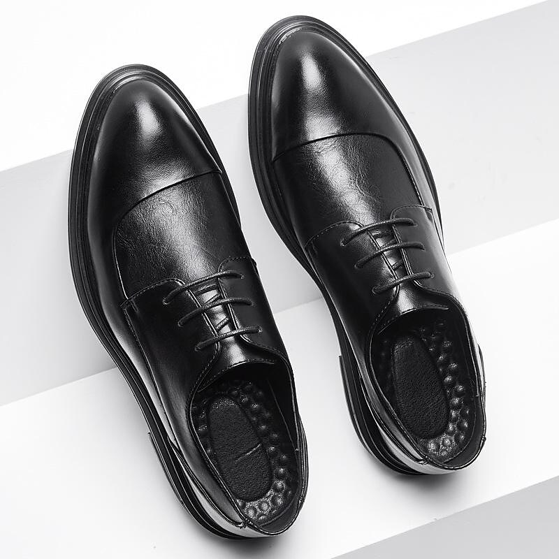 2021 new men's pointed toe shoes korean version trend dress business casual leather shoes men's wedding shoes wholesale