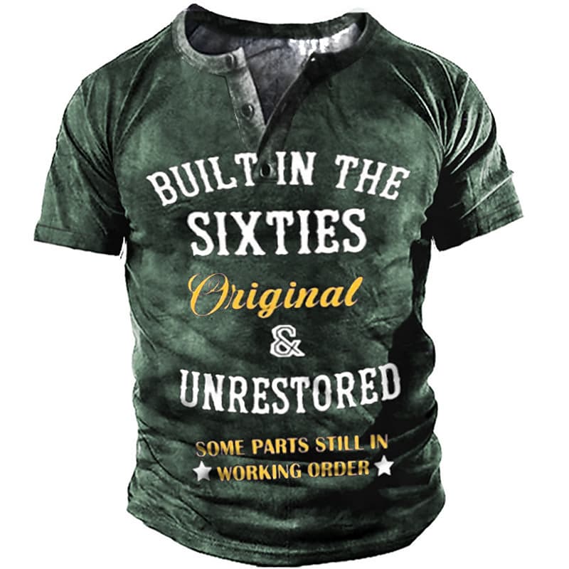 Men's Henley Shirt Tee T shirt Tee 3D Print Graphic Patterned Letter Plus Size Henley Daily Sports Button-Down Print Short Sleeve Tops