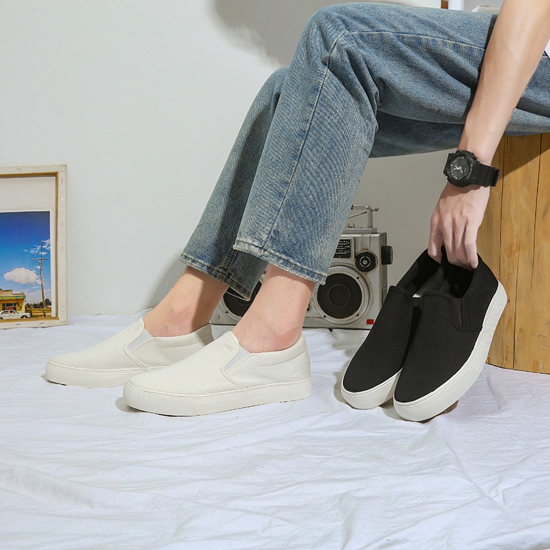 canvas shoes men's heightening spring and autumn men's casual sneakers a pedal thick-soled lazy rubber shoes labor insurance shoes wholesale