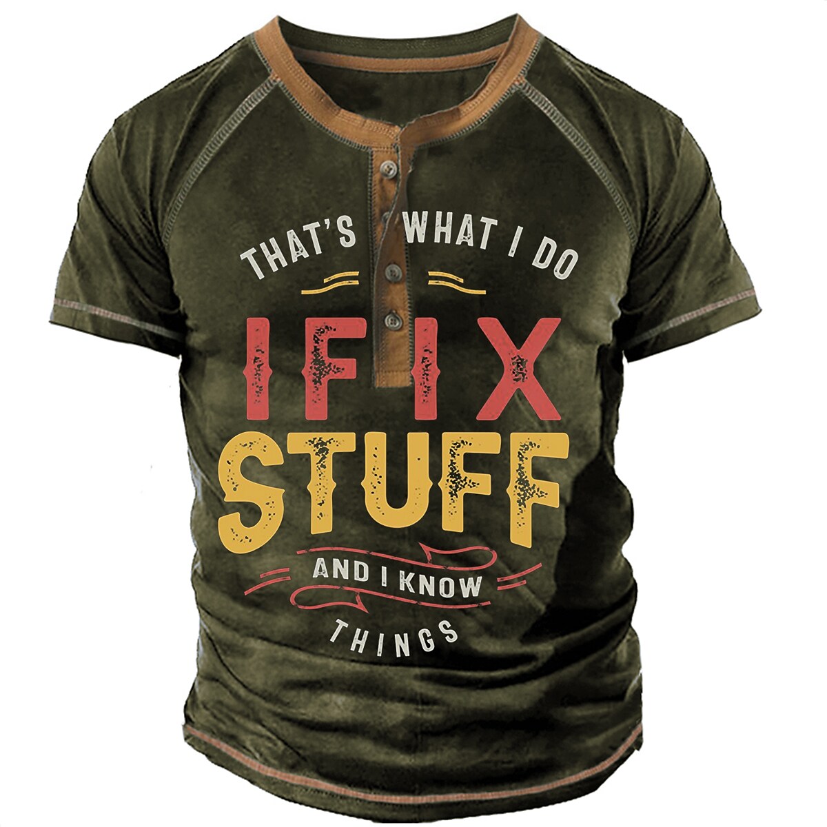 Men's Henley Shirt T shirt Tee 3D Print Graphic Patterned Letter Henley Street Casual Button-Down Print Short Sleeve Tops 