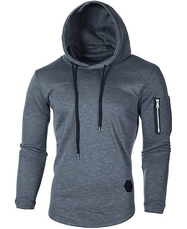 Men's Casual Hooded Solid Color Long Sleeve Slim Zipper Sweatshirts