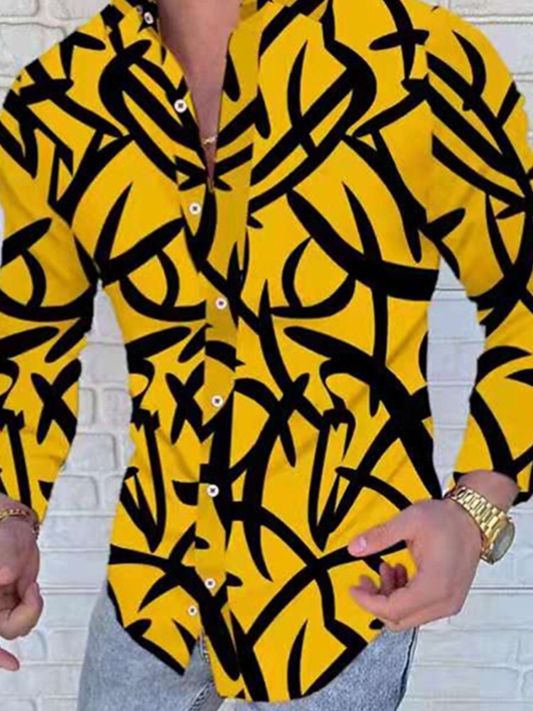 Men's Casual Daily Striped Long Sleeve Patchwork Button-Down Tops