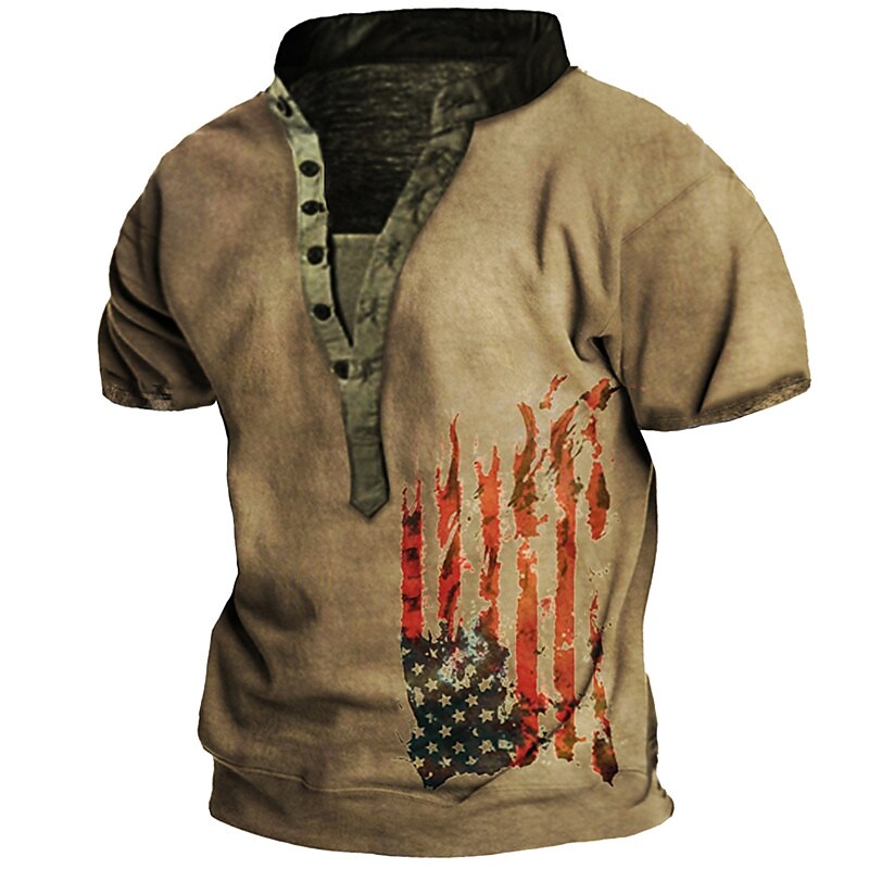 Men's Henley Shirt Tee T shirt Tee 3D Print Graphic Patterned Machine Henley Casual Daily Button-Down Print Short Sleeve Tops