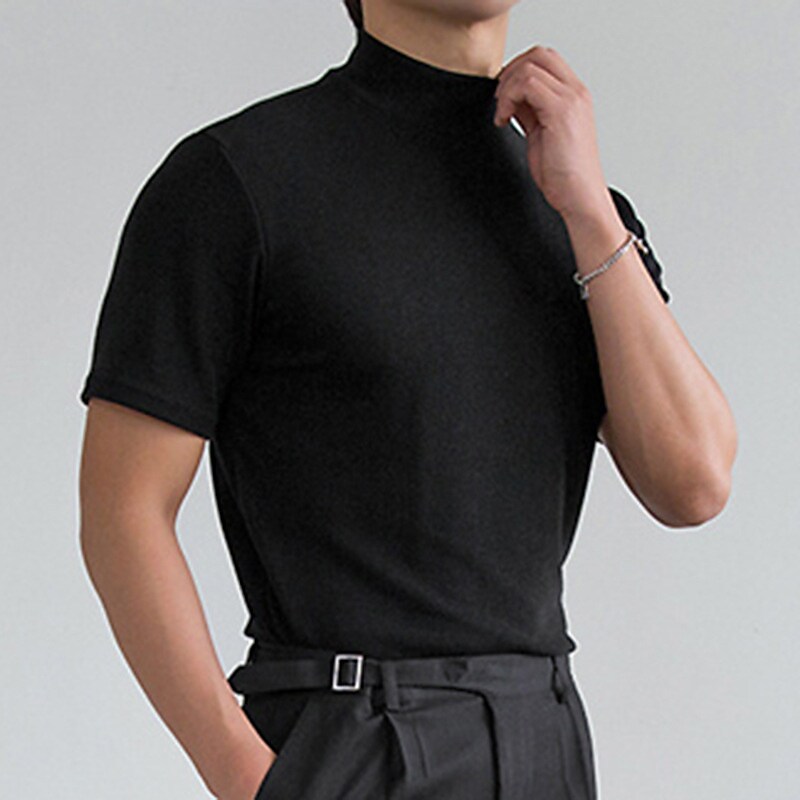 Men's Solid Color Stand Collar Short Sleeve Street Daily Tops Fashion Casual Comfortable