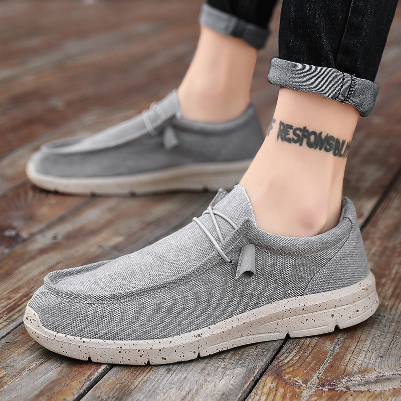 2020 spring new breathable summer trend british canvas shoes cross-border large size 48 casual breathable lazy men's shoes