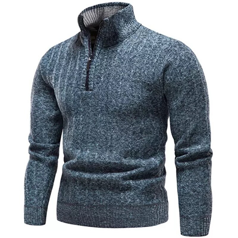 Men's Sweater Pullover Sweater Jumper Ribbed Knit Cropped Knitted Solid Color Turtleneck Keep Warm Wear Clothing