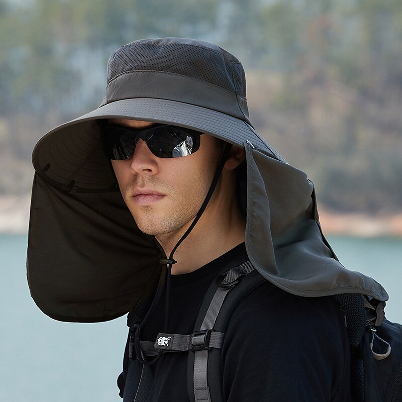 Men's Sun Hat Fishing Hat Hiking Hat Mesh Wide Brim Outdoor Waterproof Portable UPF50+ UV Protection Hat for Fishing Climbing Beach