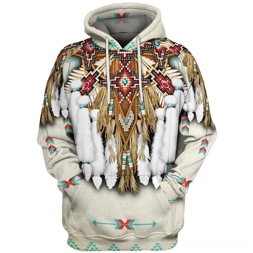 Men's Unisex Pullover Hoodie Sweatshirt Hooded Graphic Prints Print Daily Sports 3D Print Boho Streetwear Designer Hoodies Sweatshirts  Long Sleeve Blue Yellow