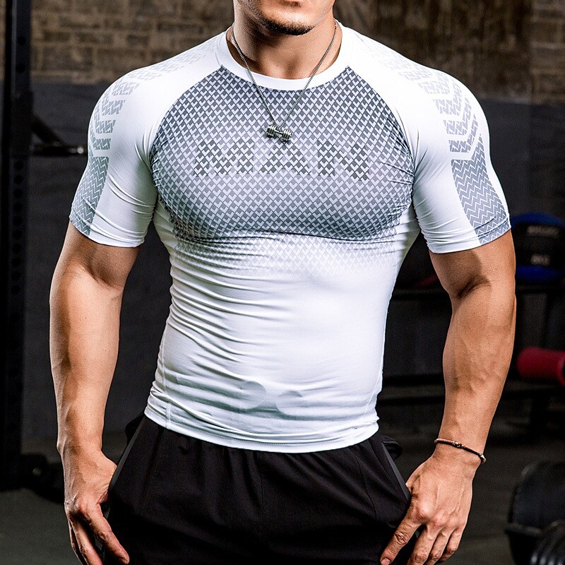 Men's Short Sleeve Athletic Breathable Quick Dry Moisture Wicking Gym 