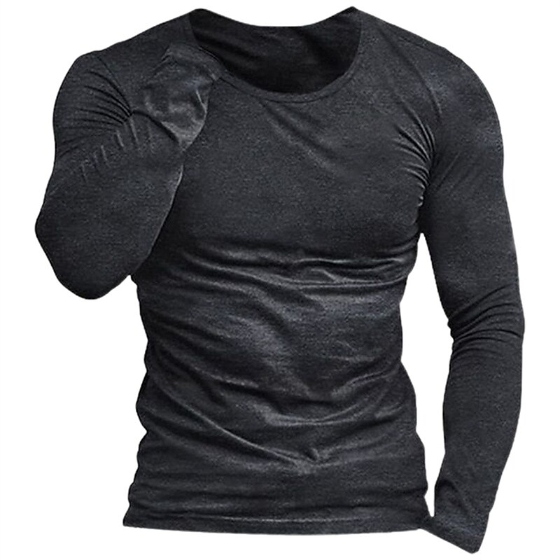 Men's T shirt Tee Plain / Solid Crew Neck Long Sleeve Basic