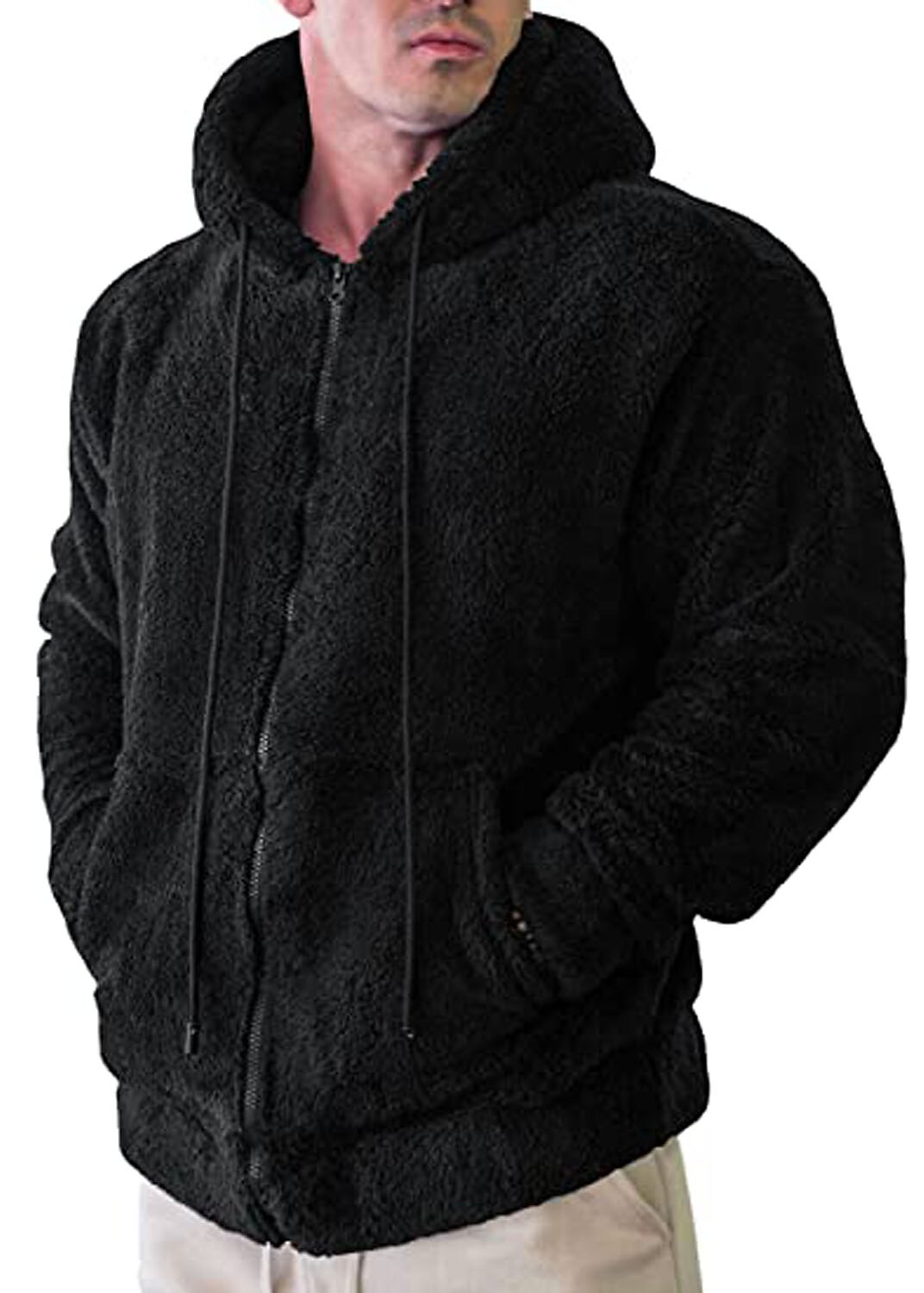 Men's Casual Solid Color Long Sleeve Hooded Pocket Fleece Sweatshirt