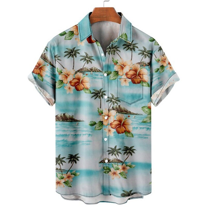 Men's Shirt Graphic Shirt Aloha Shirt Leopard Floral Scenery Turndown