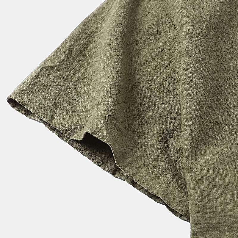 Men's Linen Shirt Summer Shirt Casual Shirt Cuban Collar Shirt Black White Yellow Short Sleeve Plain Lapel Spring & Summer Hawaiian Holiday Clothing Apparel Pocket