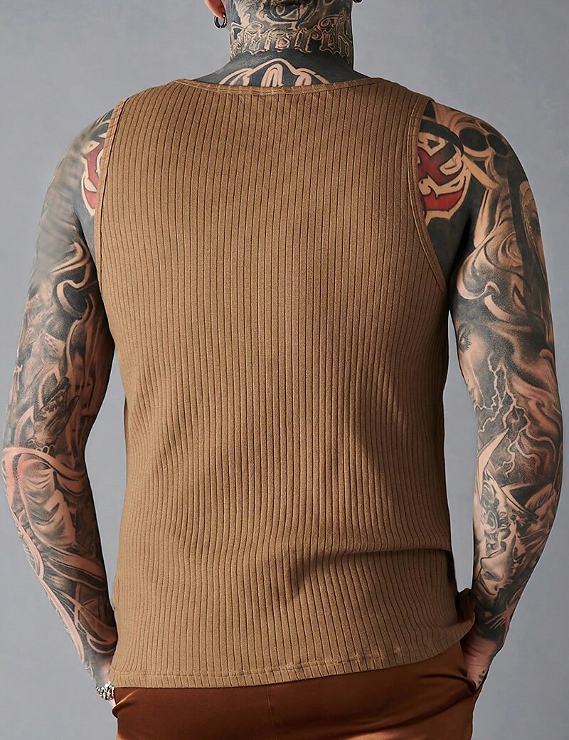 Men's Outdoor Fashion Casual Muscle Breathable Soft Plain Sleeveless Tank Top