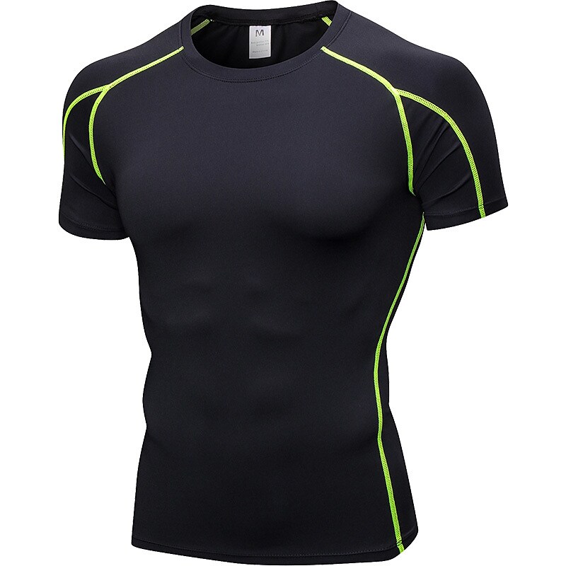 Men's Compression Running Short Sleeve T-shirt Breathable Quick Dry Lightweight Fitness Gym Workout Sportswear