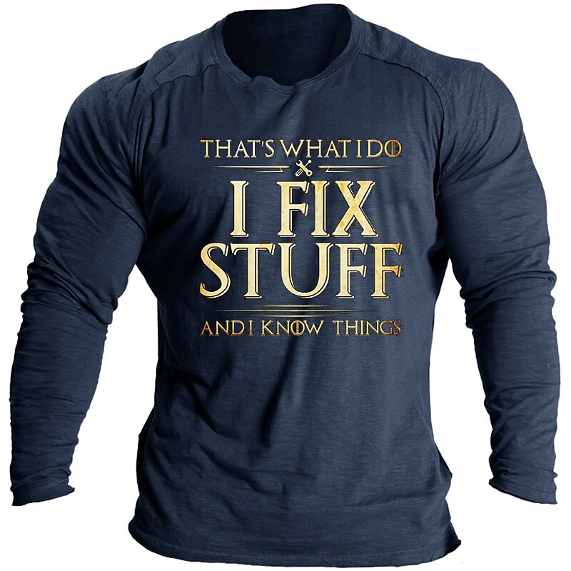 Men's T shirt Tee Letter Crew Neck Black Blue Green Gray Casual Daily