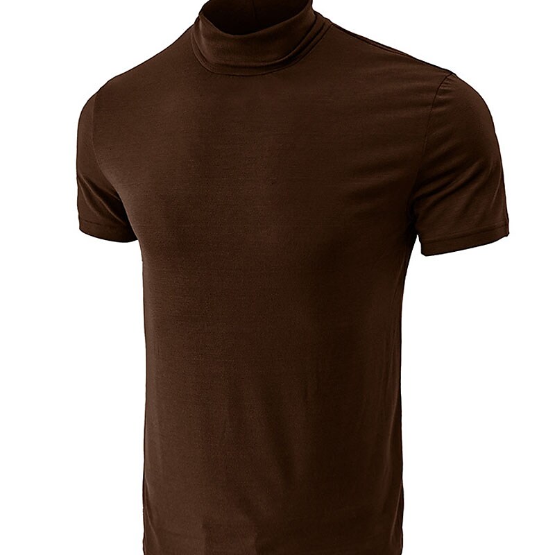 Men's Turtleneck shirt Plain / Solid Turtleneck Sports Short Sleeves C