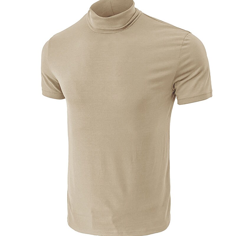 Men's Turtleneck shirt Plain / Solid Turtleneck Sports Short Sleeves Clothing Apparel Stylish Casual Top