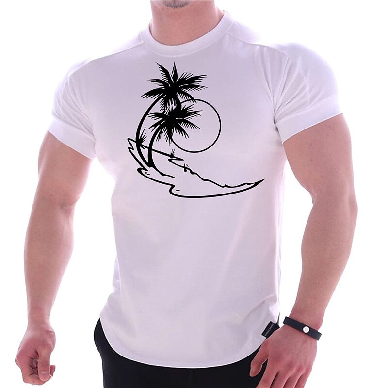 Men's T shirt  Graphic Coconut Tree Prints Crew Neck Hot Stamping Outdoor Street Short Sleeve Print Casual Tee