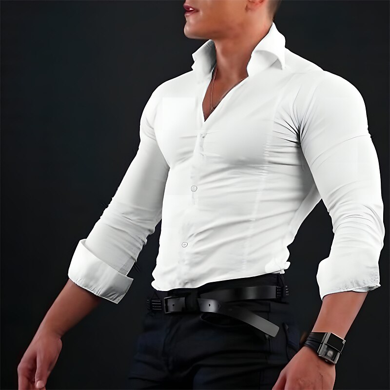 Men's Outdoor Casual Fashion Vacation Comfortable Breathable Light Plain Long Sleeve Shirt 