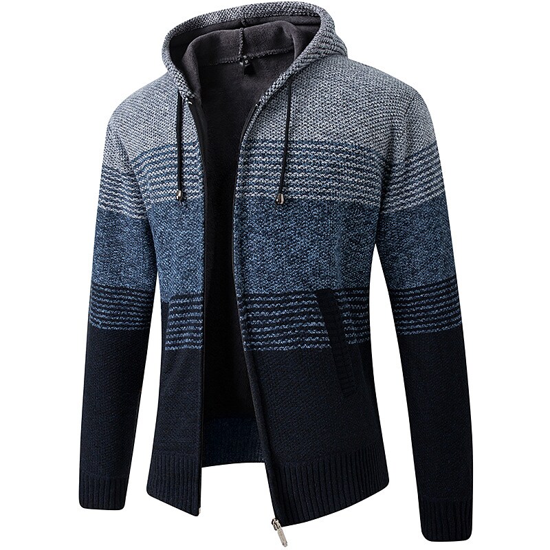 Men's Knitted Hooded Warm Long Sleeve Long Sleeve Cardigan Sweater