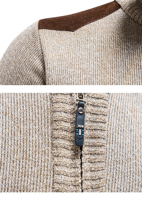 Men's Pullover Ribbed Knit  Zip Basic Warm  Daily Wear T-shirt