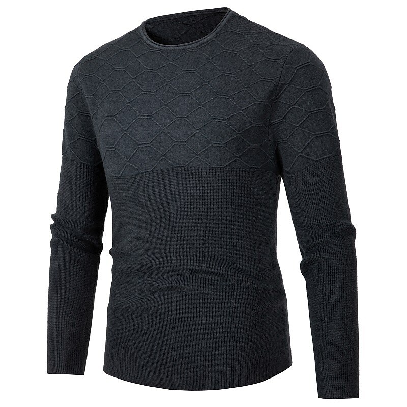 Men's Pure Color Long Sleeve Knitted Solid Color Crew Neck Shirt