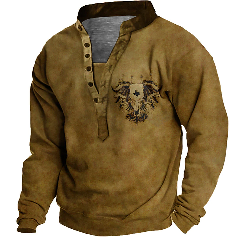 Men's Pullover Button Up Hoodie Animal Graphic Hoodies Sweatshirts