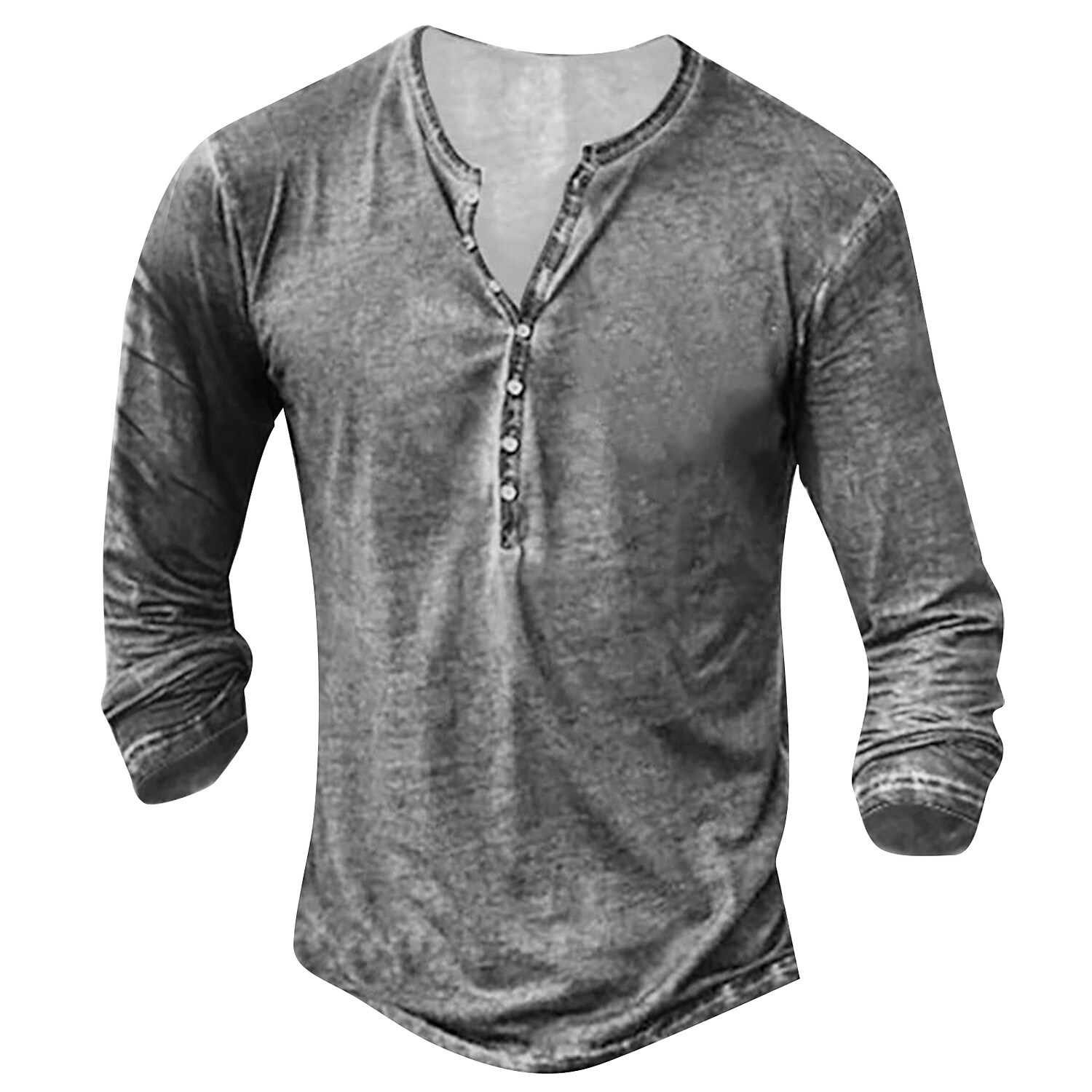 Men's Casual Street Collarless Long Sleeve Button Nostalgic Shirt