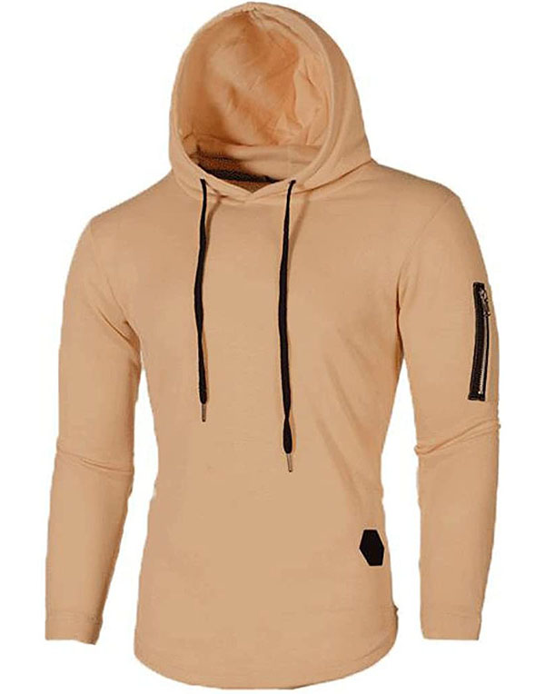 Men's Casual Hooded Solid Color Long Sleeve Slim Zipper Sweatshirts