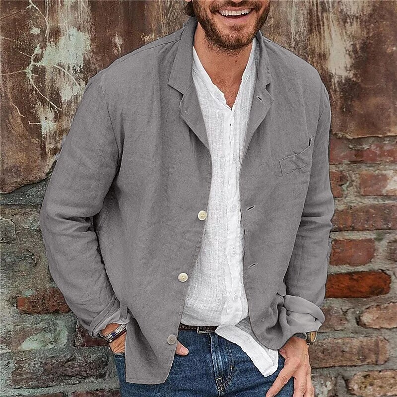 Men's Casual Breathable Outdoor Single Breasted Long Sleeve Jacket