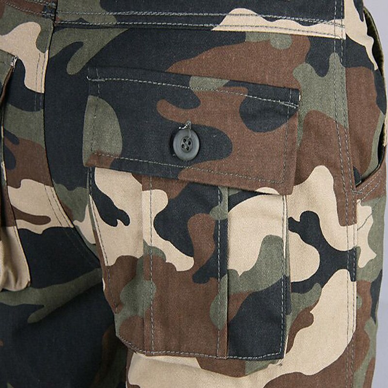 Men's Drawstring Multi Pocket Leg Solid Color Camouflage Pants