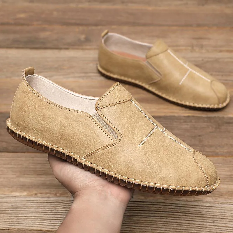 parmat summer men's leather shoes simple fashion casual shoes light breathable non-slip soft business men's shoes