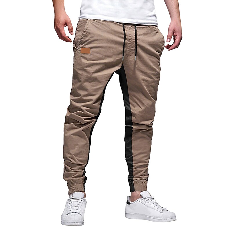 Men's Trousers Casual Jogger Pants Pocket Drawstring Elastic Waist Patchwork Comfort Breathable Outdoor Casual Sports Pants
