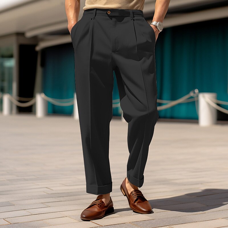 Men's Pants Casual Pants Suit Pants Front Pocket Straight Leg Plain Comfort Breathable Casual Fashion Trousers 