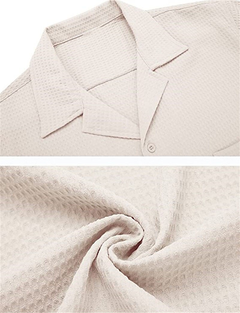 Men's Button Up Casual Summer Beach Shirt  Short Sleeve Plain Camp Collar Daily Vacation Front Pocket Casual Top