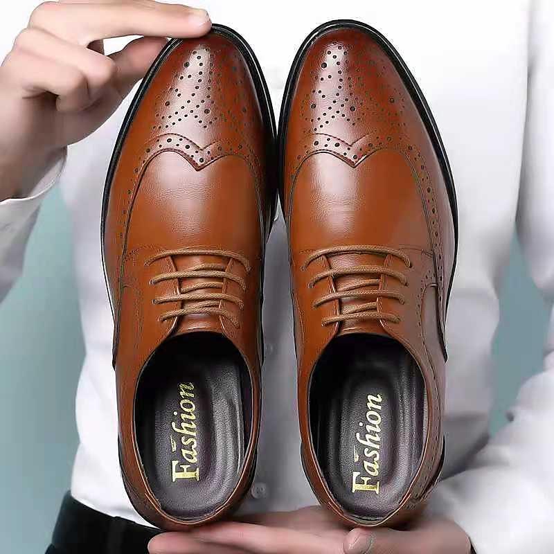 summer men's leather shoes men's carved business formal suit british style large size brogue leather shoes with holes punched men's shoes