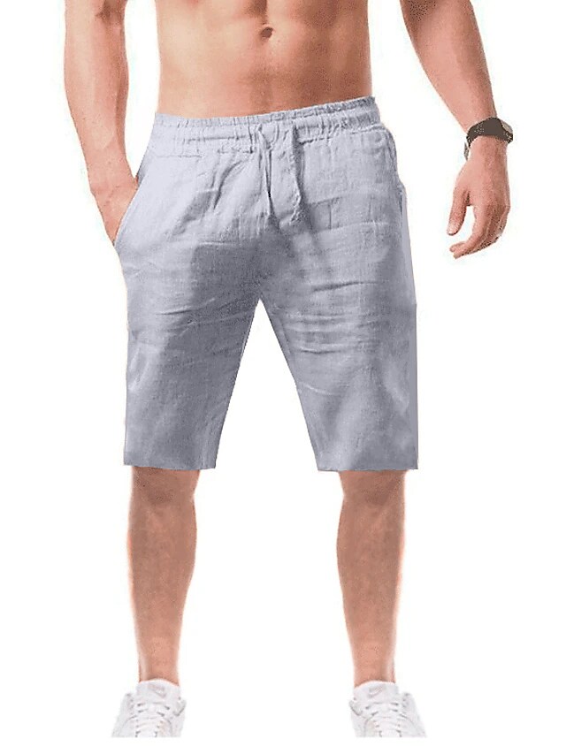 Men's Lightweight Casual Shorts Bermuda shorts Sporty Elastic Waistband Drawstring Knee Length Pants Daily Going out Micro-elastic Plain Solid Colored Breathable Sports Mid Waist Slim White Black