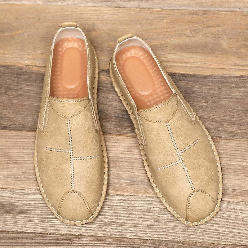 parmat summer men's leather shoes simple fashion casual shoes light breathable non-slip soft business men's shoes