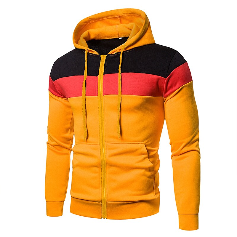 Men's Sweatshirt Solid Color Color Block Plus Size Hooded Casual Daily Tops Casual Cool