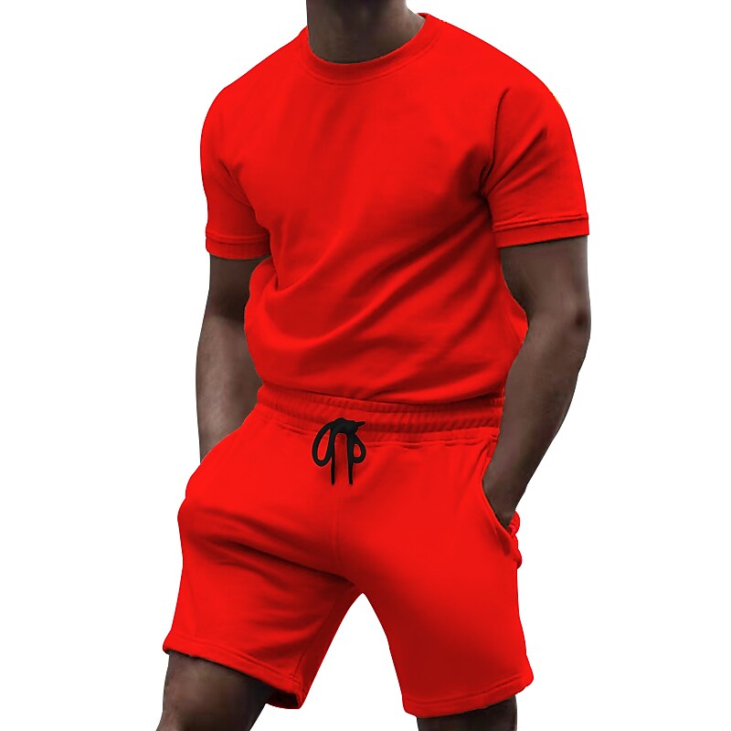 Men's Tracksuit Running T-Shirt With Shorts Sport Suit Moisture Wickin