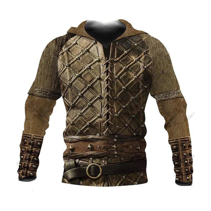 Men's Pullover Hoodie Sweatshirt Hooded Graphic Prints Daily Sports 3D Print Vintage Streetwear Designer Hoodies Sweatshirts  Long Sleeve Gray Khaki / Fall