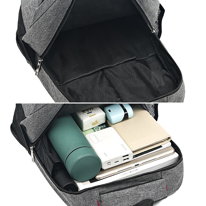 Men's Backpack School Bag Bookbag Commuter Backpack School Daily Solid Color Oxford Cloth Large Capacity Breathable Lightweight Zipper Black Blue Grey