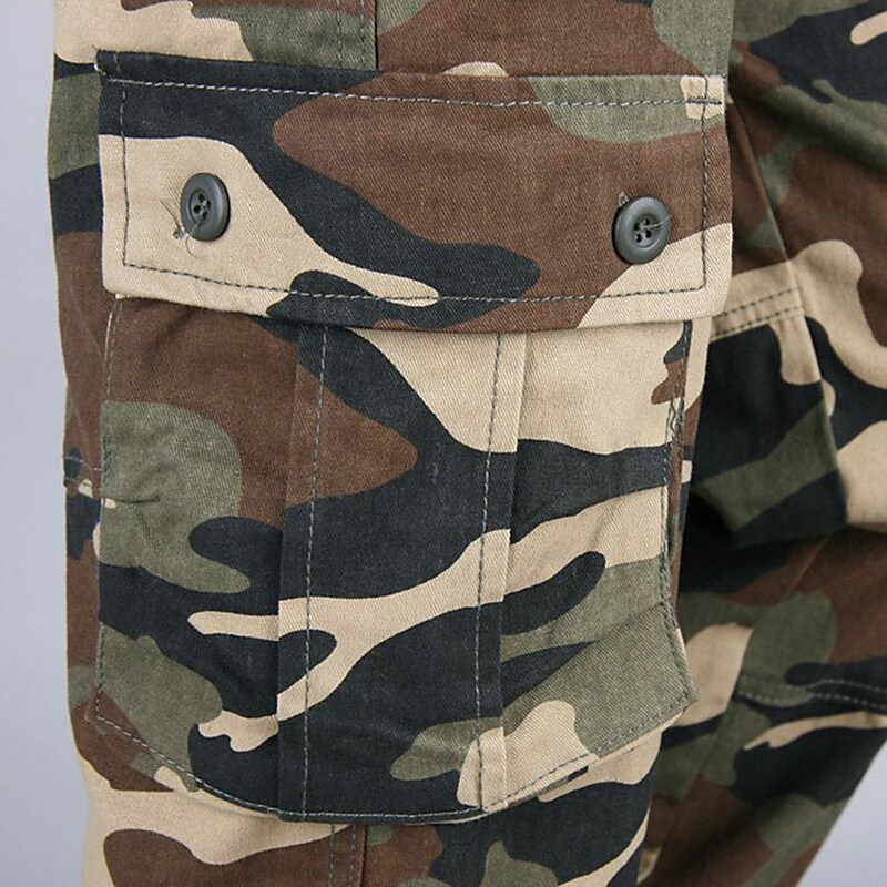 Men's Drawstring Multi Pocket Leg Solid Color Camouflage Pants